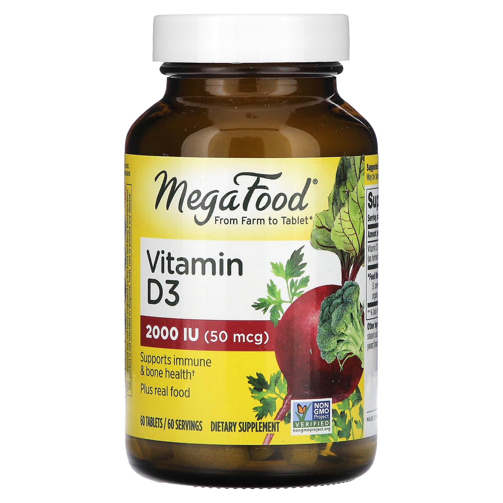 Megafood, Vitamin D-3 2000 IU, 60 Tablets UPC 051494102213 | HiLife Vitamins
